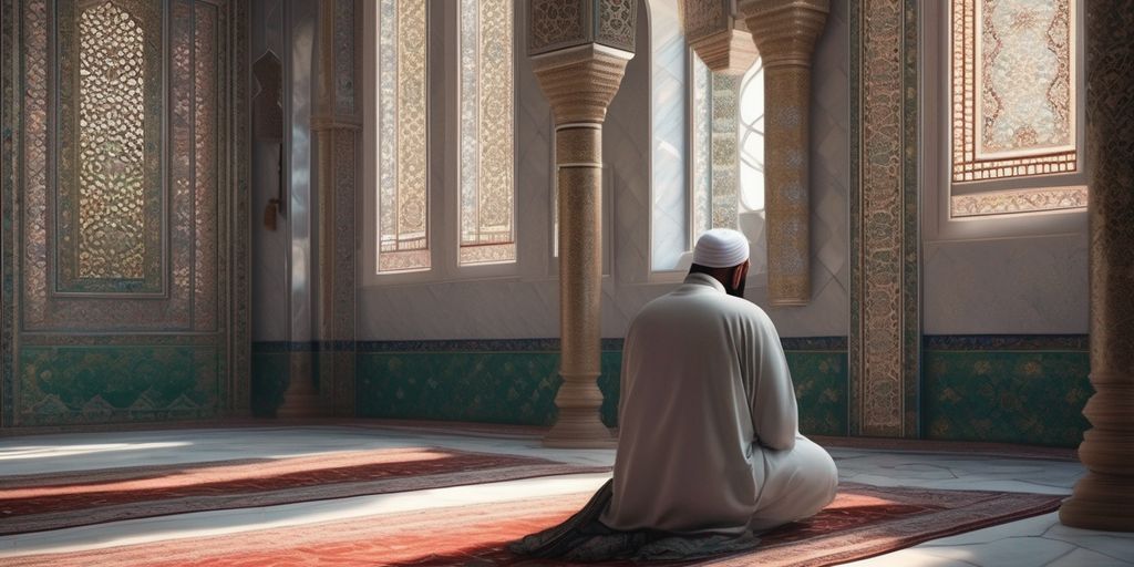Muslim man praying in mosque