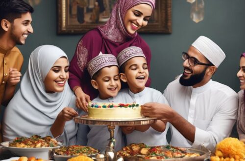 Muslim family celebrating together